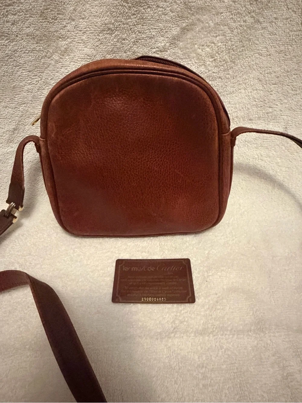 Cartier Brown Leather Messenger Crossbody with Tassel
